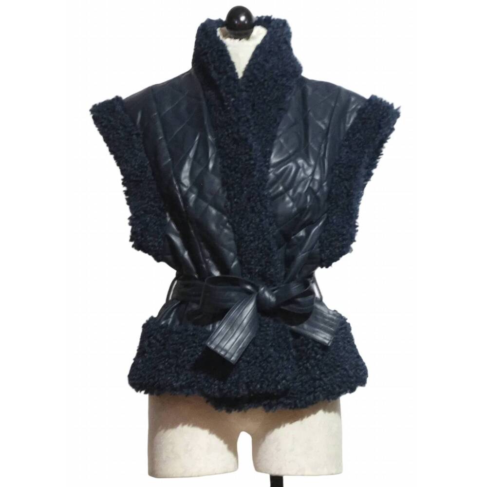 NEW MARIE OLIVER women's beatrice tie front vest in naval